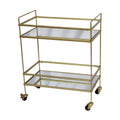 Gold Bar Cart with Two Glass Shelves I84629