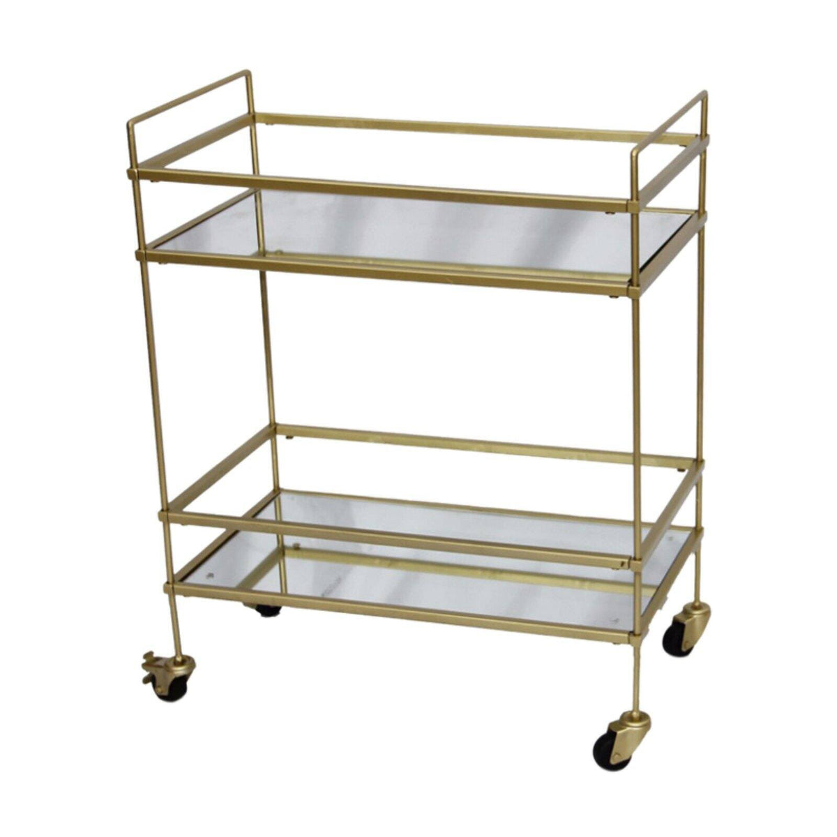 Gold Bar Cart with Two Glass Shelves I84629