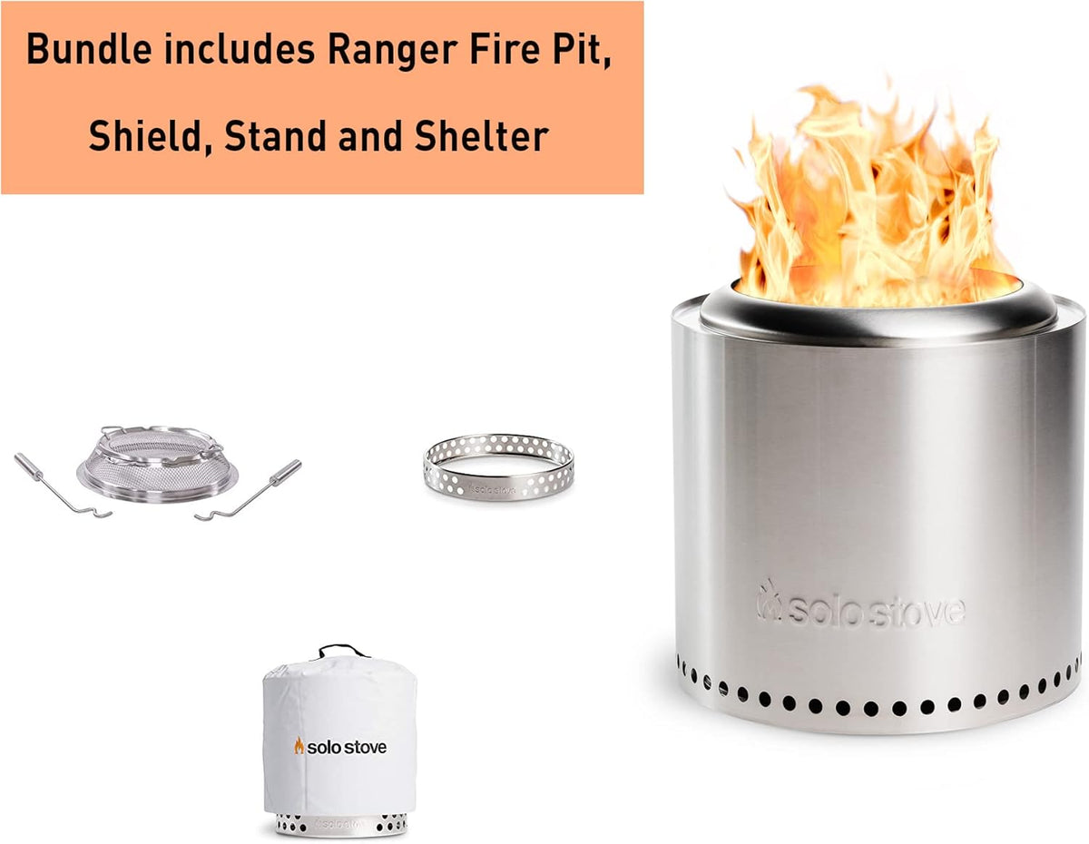 27x17 Inches Portable Wood Burning Smokeless Fire Pit with Camp Stove Accessories Q768606
