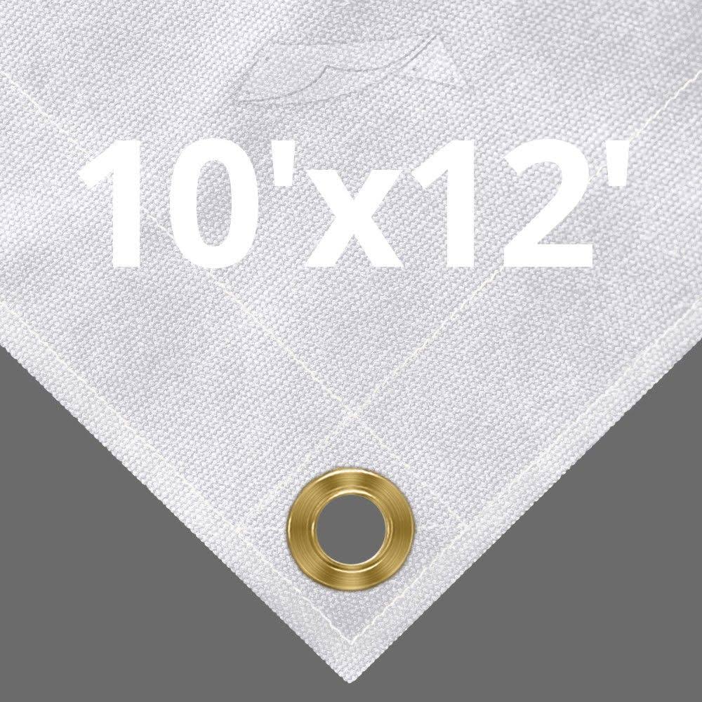 10 oz White Canvas Tarps 10' x 12' E8054