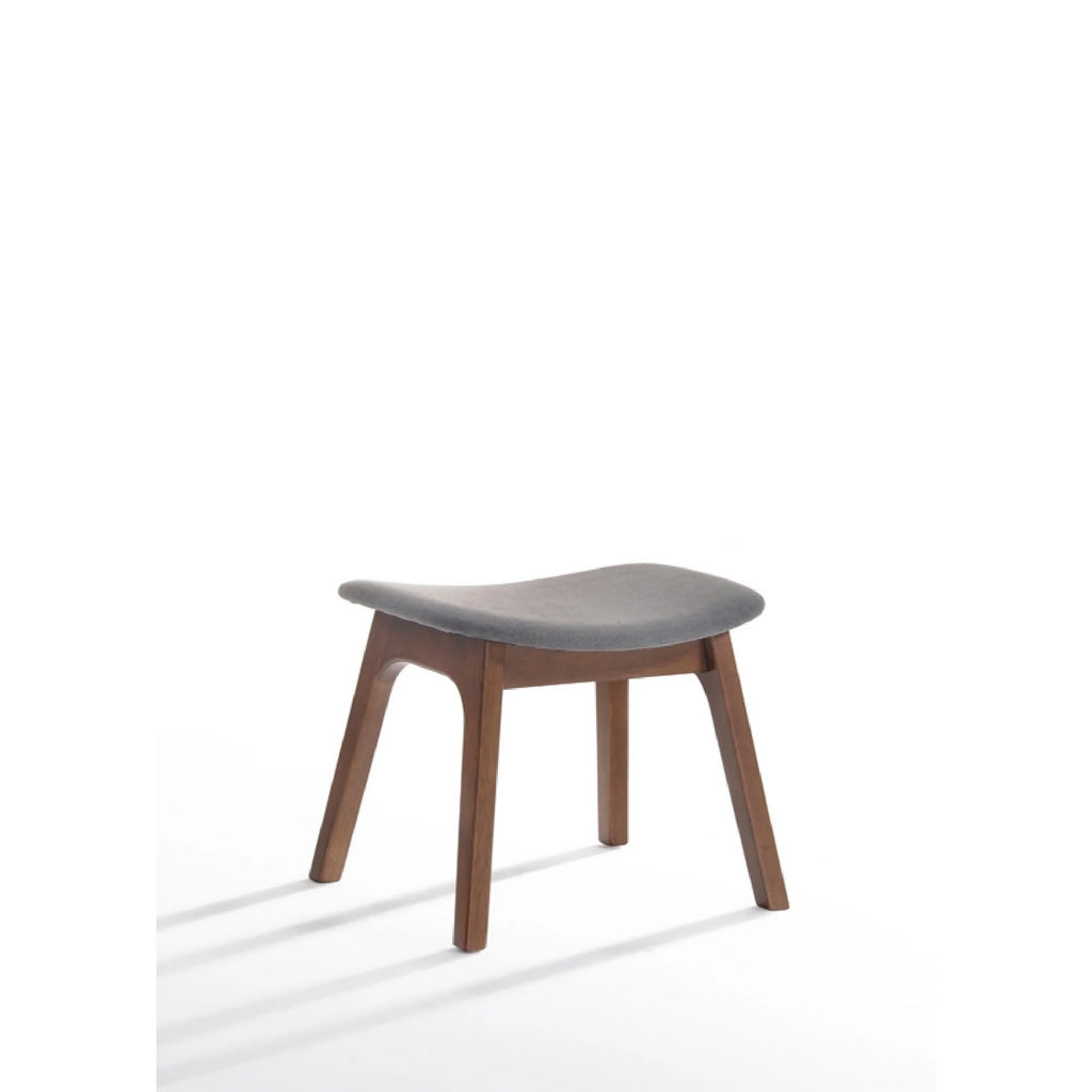 Walnut Gray Wood Side Chair with Ottoman R23673