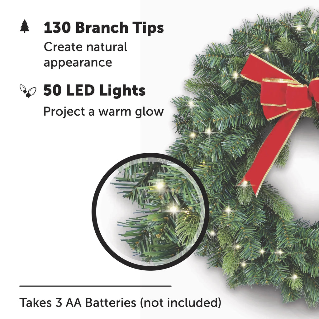 24” Pre-lit Christmas Wreath E6424