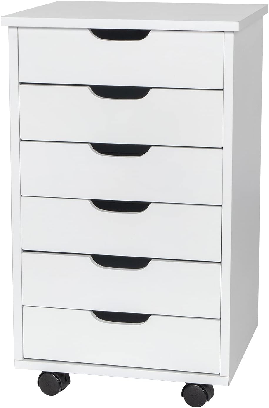 White 7 Drawer Wooden Chest Dresser with Wheels P687