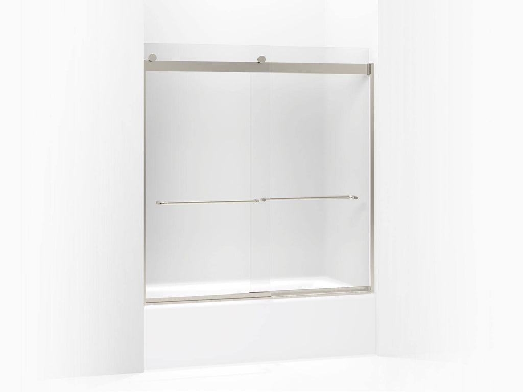 Frameless Sliding Bath Door with Frosted Glass, Matte Nickel T650