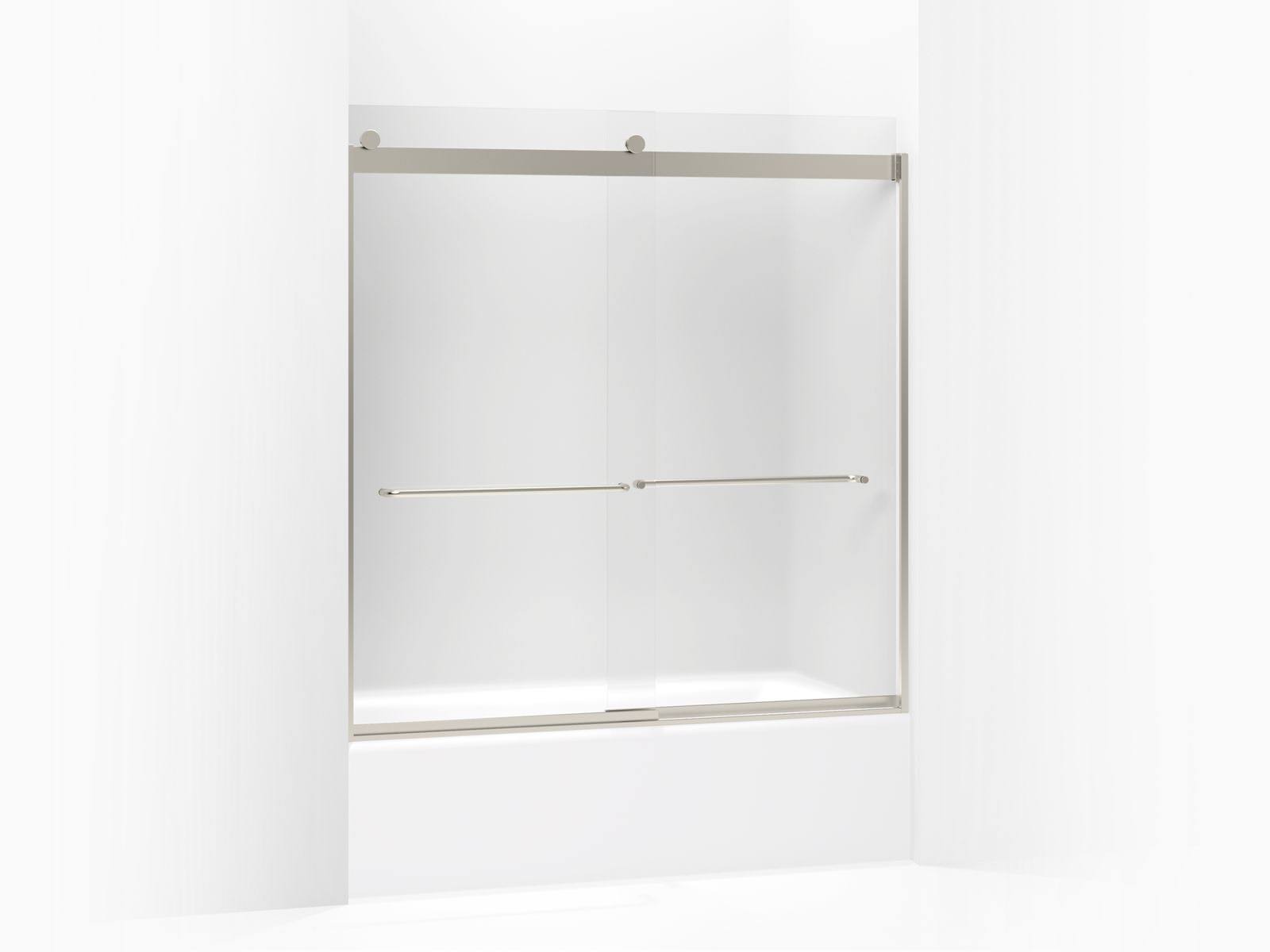Frameless Sliding Bath Door with Frosted Glass, Matte Nickel T650