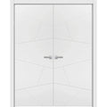 Solid French Double Doors 36 x 80 inches Painted White Wood Solid Panel Frame Trims F1931