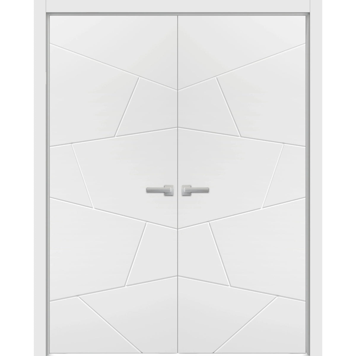 Solid French Double Doors 36 x 80 inches Painted White Wood Solid Panel Frame Trims F1931