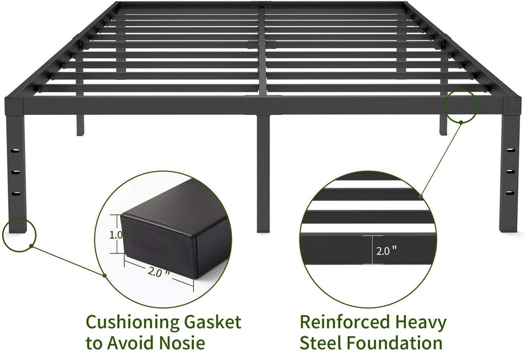 18 Inch Metal Platform Bed Frame with Steel Slats R9325