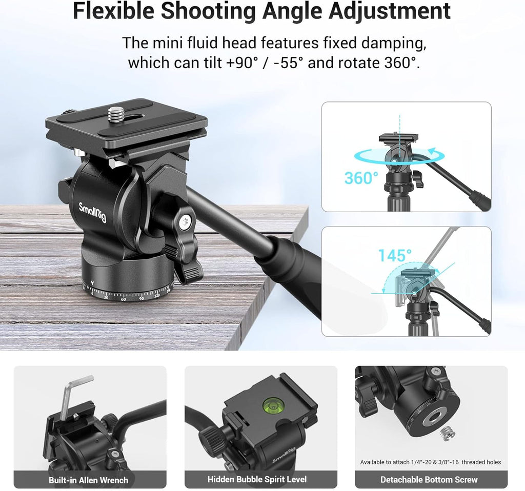 71 Video Tripod Monopod with Fluid Head, Aluminum Camera Tripod, Adjustable Height from 16.5 to 71 S5471