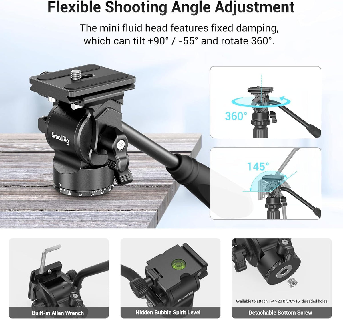 71 Video Tripod Monopod with Fluid Head, Aluminum Camera Tripod, Adjustable Height from 16.5 to 71 S5471