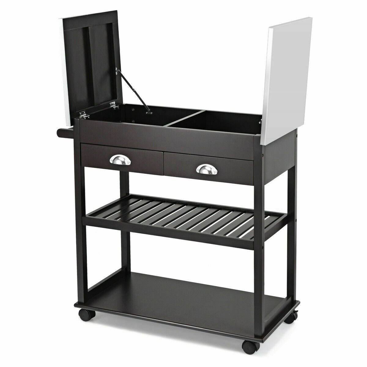 Stainless Steel Mobile Kitchen Trolley Cart with Drawers & Casters T981175