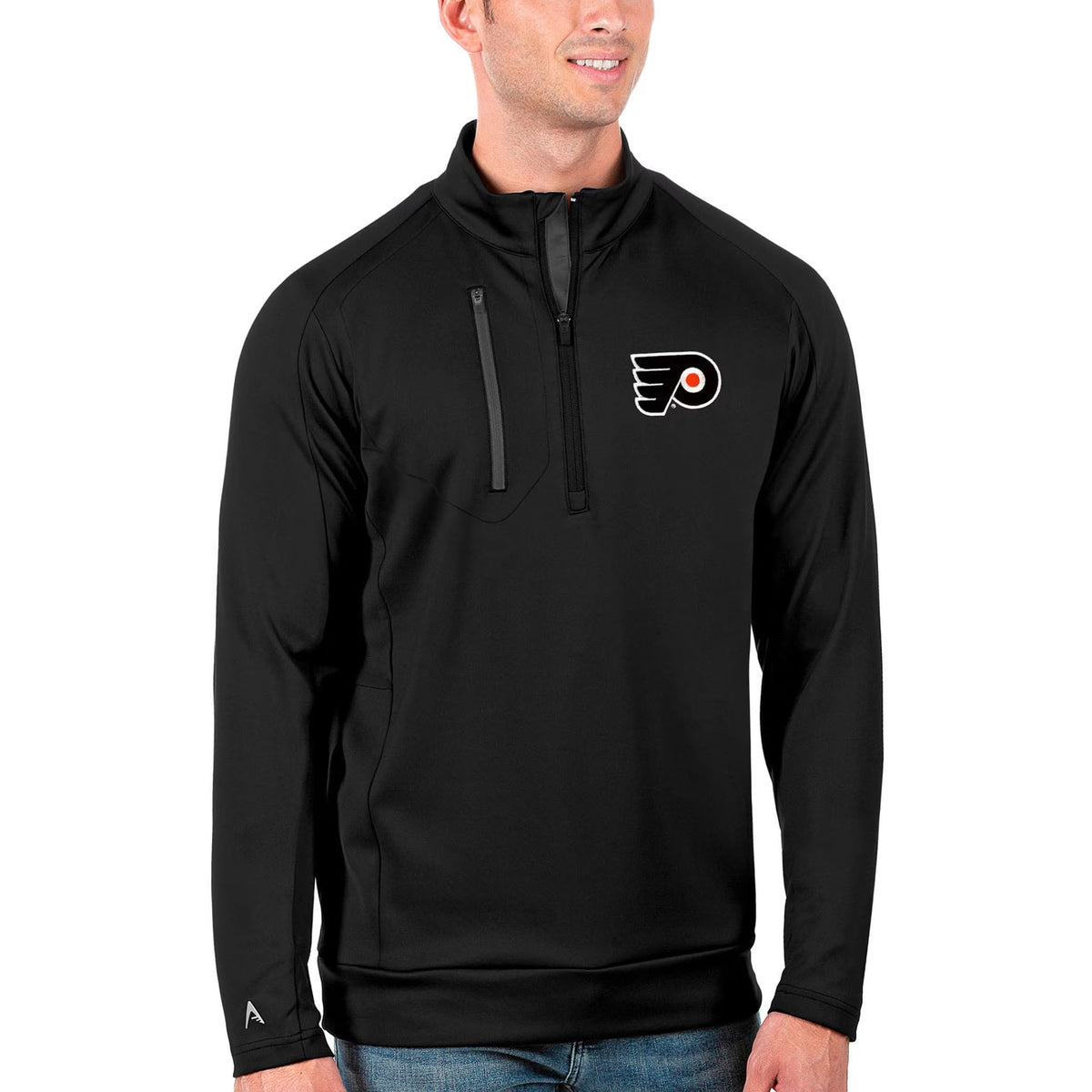 Men's Black Charcoal Quarter-Zip Pullover Jacket S89195