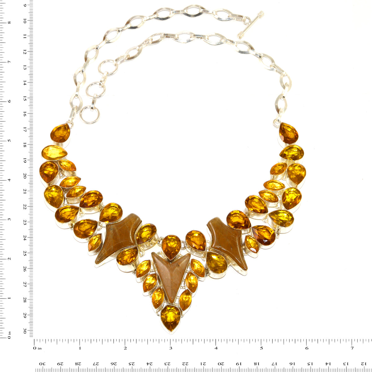Citrine Quartz 925 Silver Necklace 16-18'' Q16126