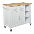 White Wood-Top Kitchen Island X850960