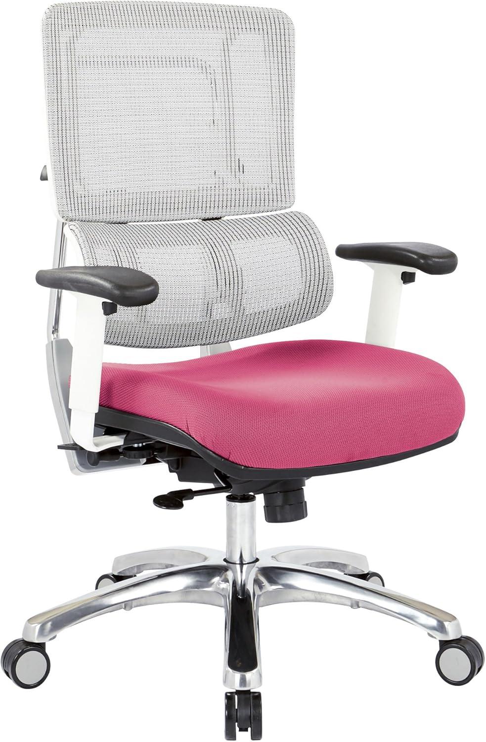 White Vertical Mesh Back and Padded Steel Mesh Seat Managers Chair with Adjustable Arms Q40594