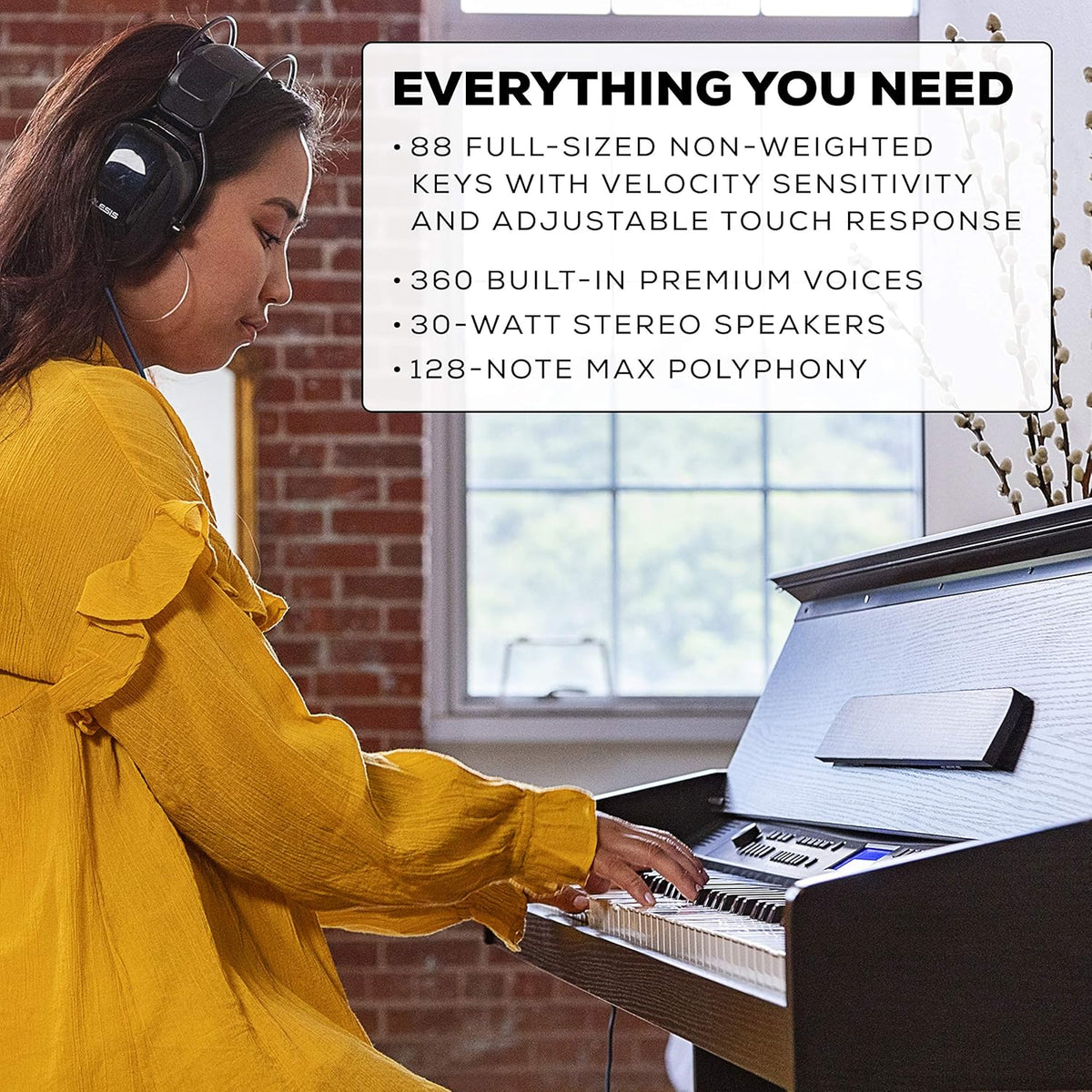 88-Key Digital Piano with Velocity-Sensitive Keys and Built-In Speakers K668591