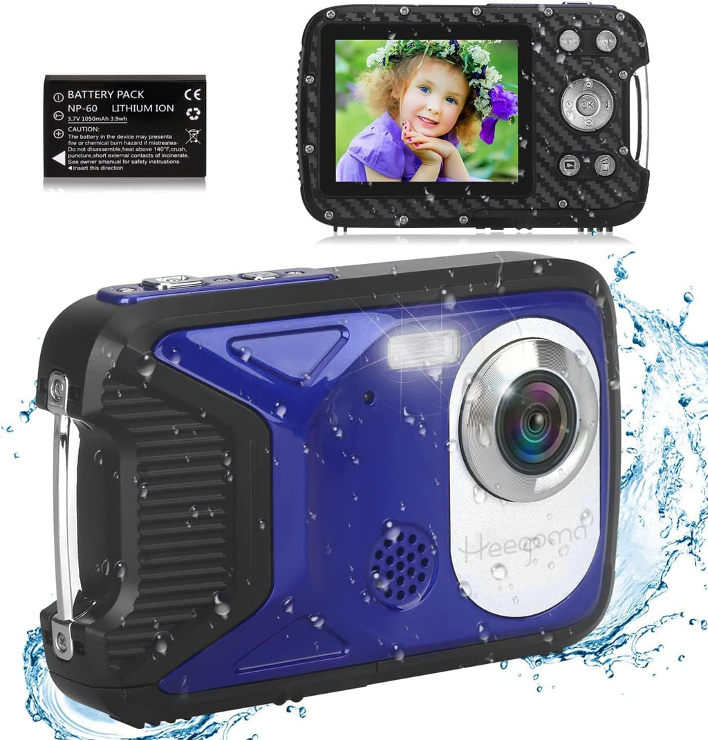 Waterproof Digital Camera 1080P 21MP HD Underwater Kids Camera with 2.8 LCD Screen 8X Digital Zoom Rechargeable Point and Shoot Camera A458