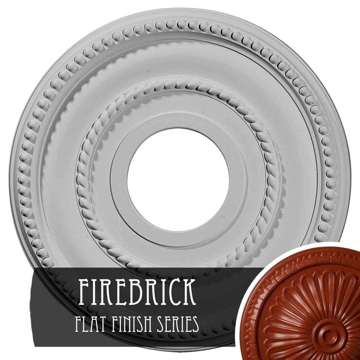 12 1/8x22OD x 3 5/8x22ID x 3/4x22P Hand-Painted Firebrick Ceiling Medallion D2815