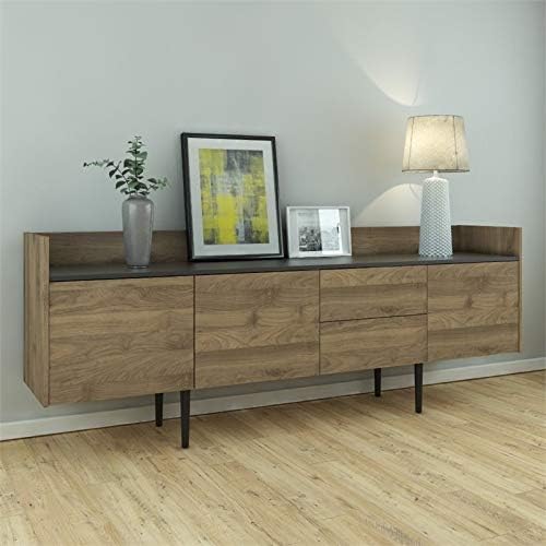 Walnut and Black Sideboard Cabinet with 2 Drawer and 3 Door V9745