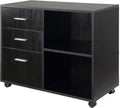 Black 3 Drawer Filing Cabinet with Shelving and 4 Caster Wheels V322597