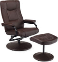 Brown PU Leather Swivel Recliner Chair with Ottoman Set Z536597