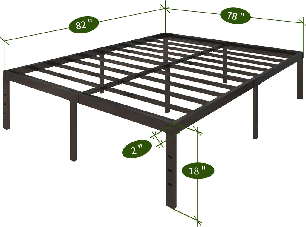 18 Inch Metal Platform Bed Frame with Steel Slats R9325
