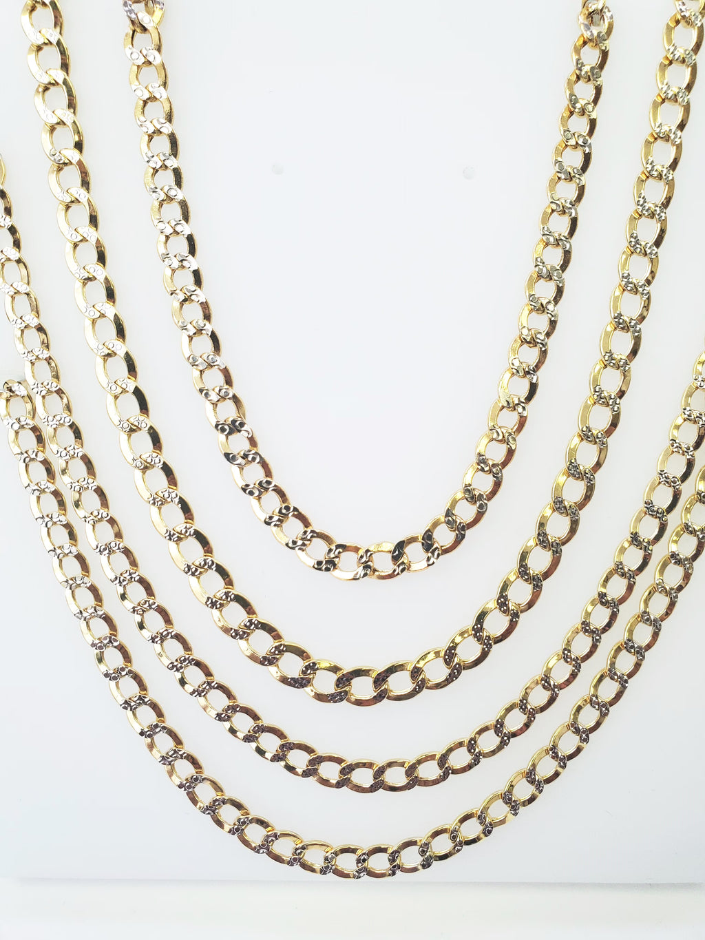 10K Hollow Two Tone Yellow & White Gold Cuban Link Necklace 4.5mm 20" K1903