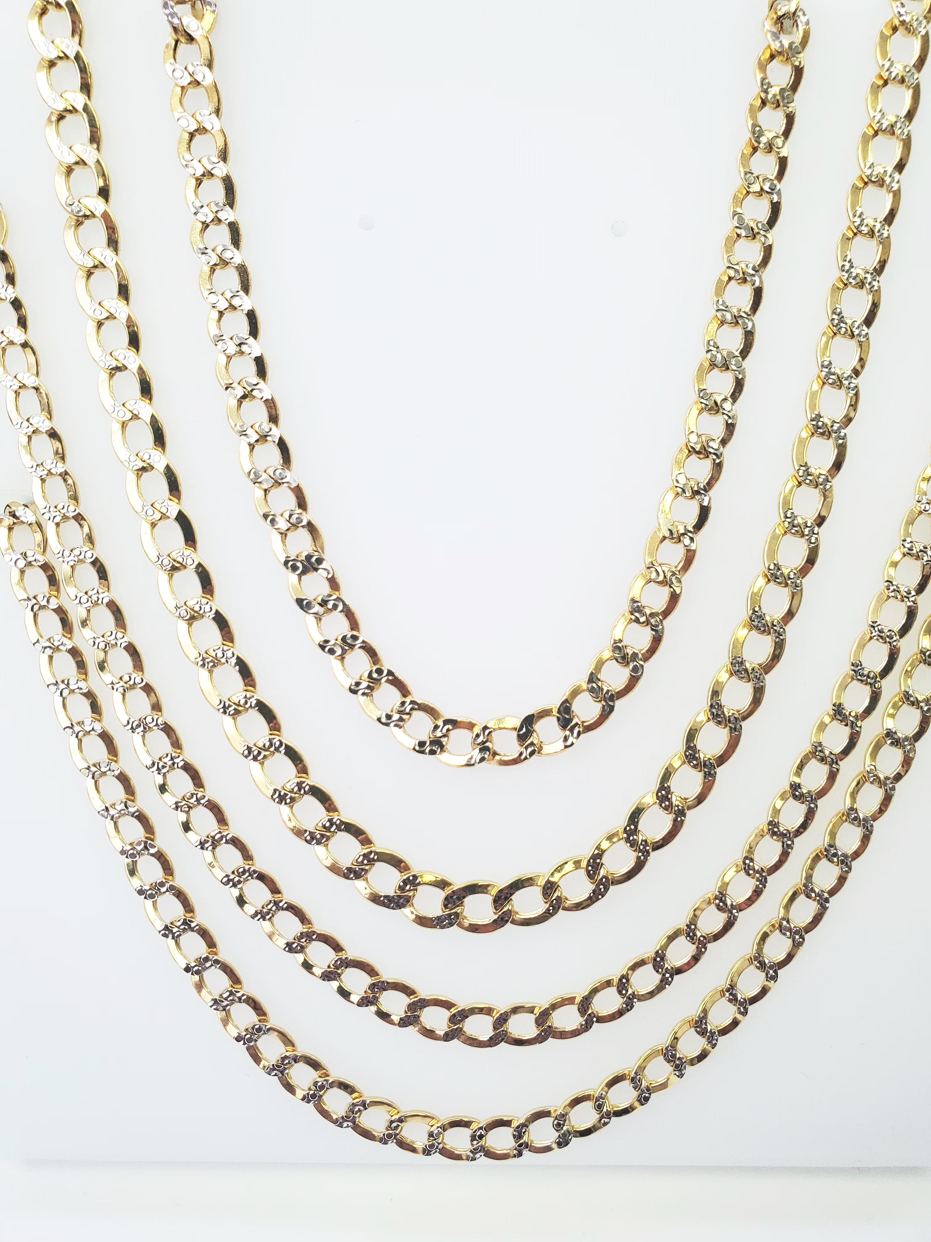10K Hollow Two Tone Yellow & White Gold Cuban Link Necklace 4.5mm 20" K1903