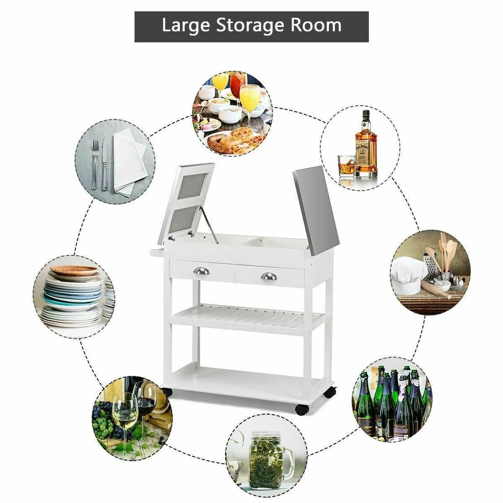 Stainless Steel Mobile Kitchen Trolley Cart with Drawers & Casters T981175