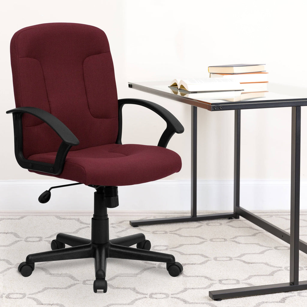 Navy Fabric Executive Swivel Office Chair with Nylon Arms S379