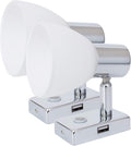 12V 3W LED Reading Light with USB Port Touch Switch Dimmable Warm Chrome Pack of 2 D6799