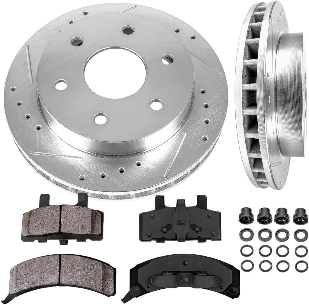 FRONT 295mm 6 Lug Rotors + Brake Pads + Clips I481