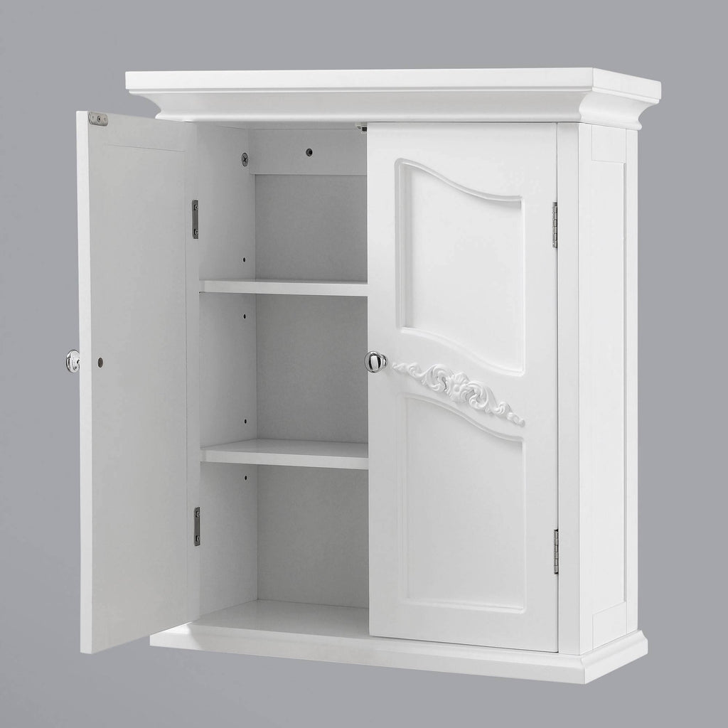 White Wall Mount Storage Cabinet with Double Doors T201