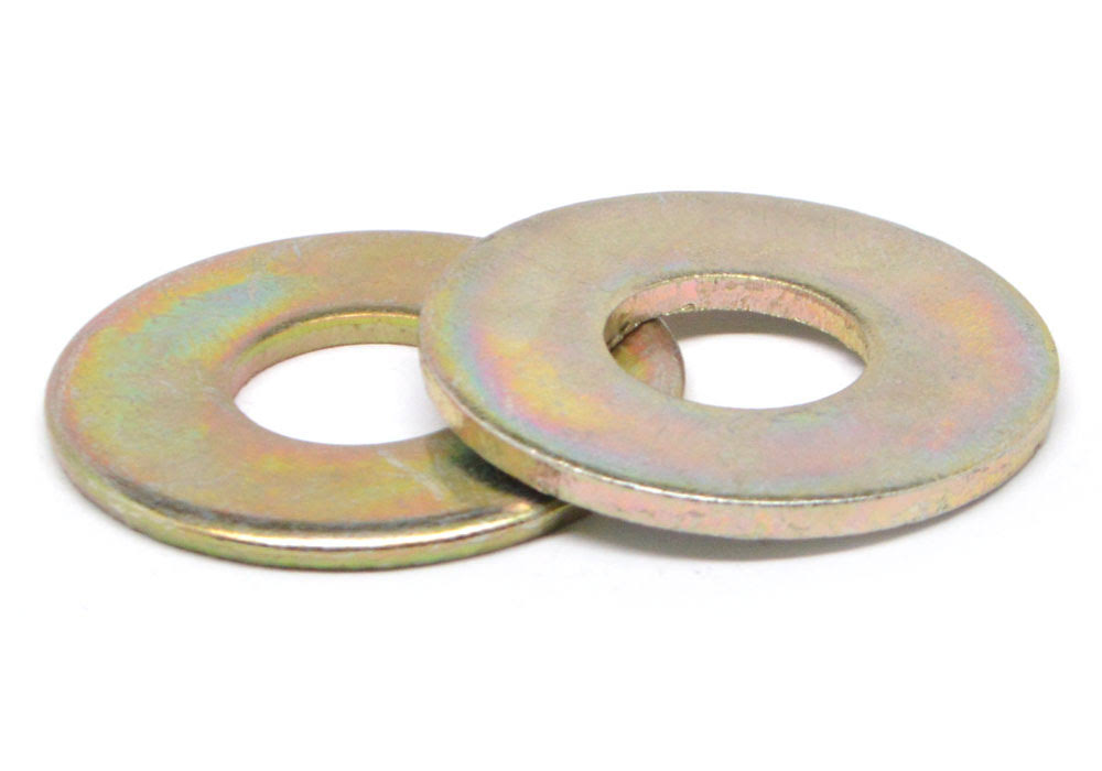 9/16x22 Grade 8 Flat Washer USS Pattern Medium Carbon Steel Yellow Zinc Plated Pk 100 H9395