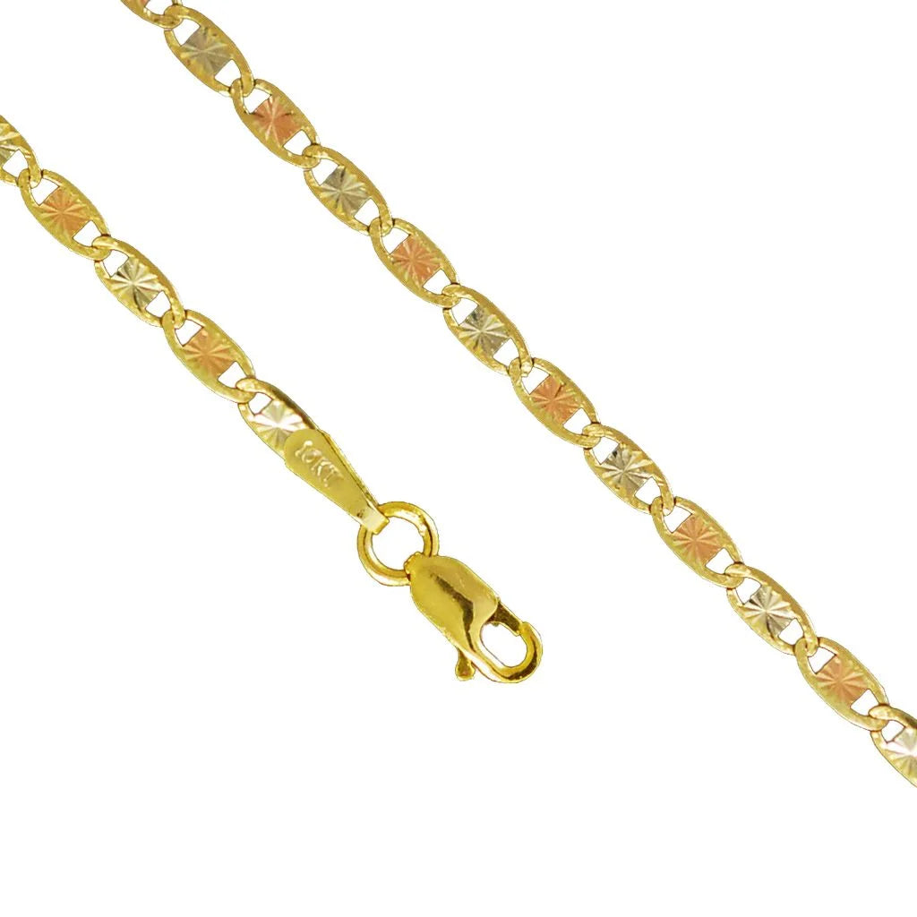Tri Color Gold Necklace Chain Link Lobster Clasp 20 Inches V483802