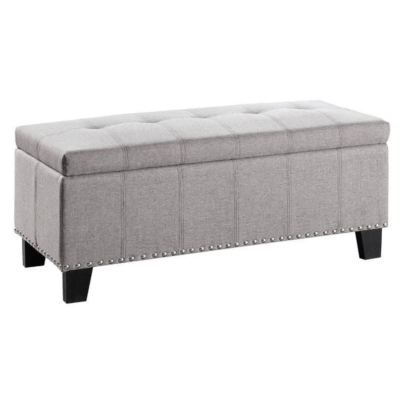 Wood Lift Top Storage Bench in Gray F83538