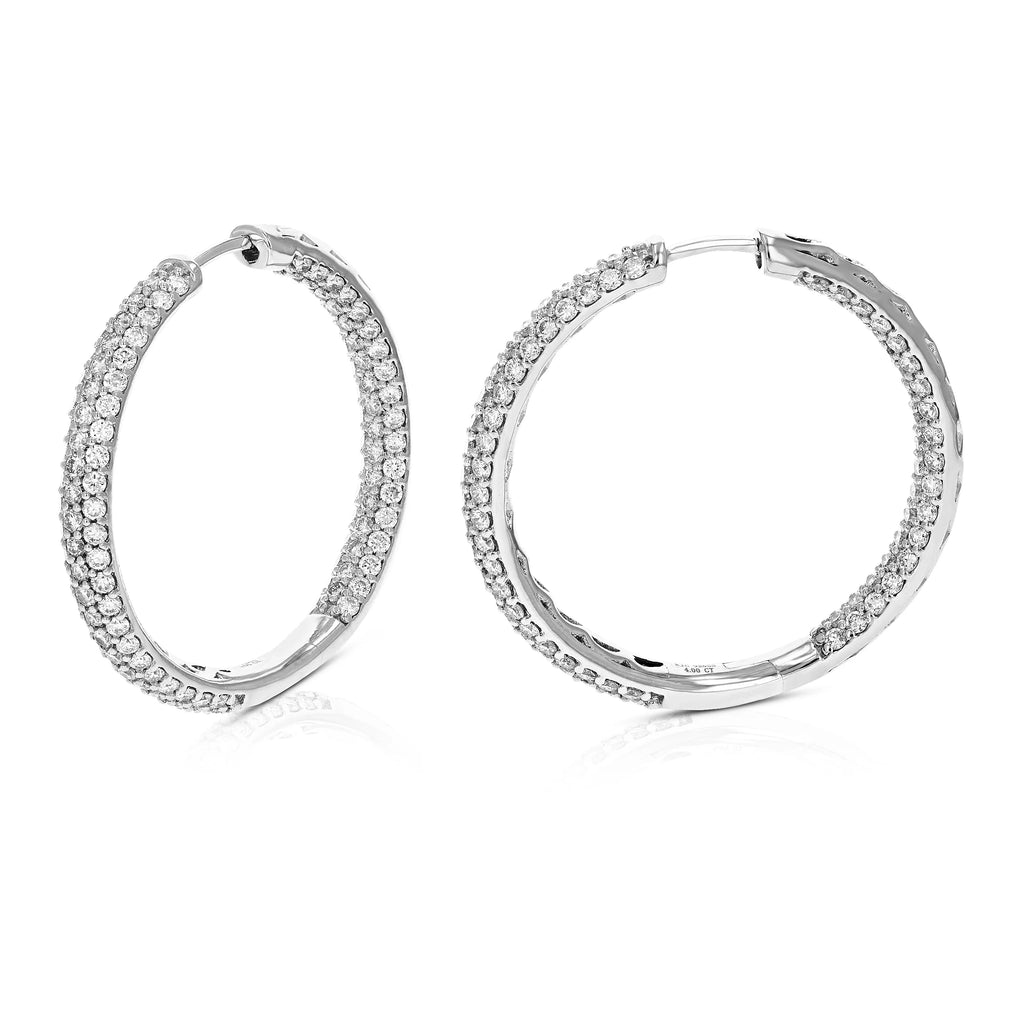 4 CTTW Lab Grown Diamond Hoop Earrings 925 Sterling Silver A81125