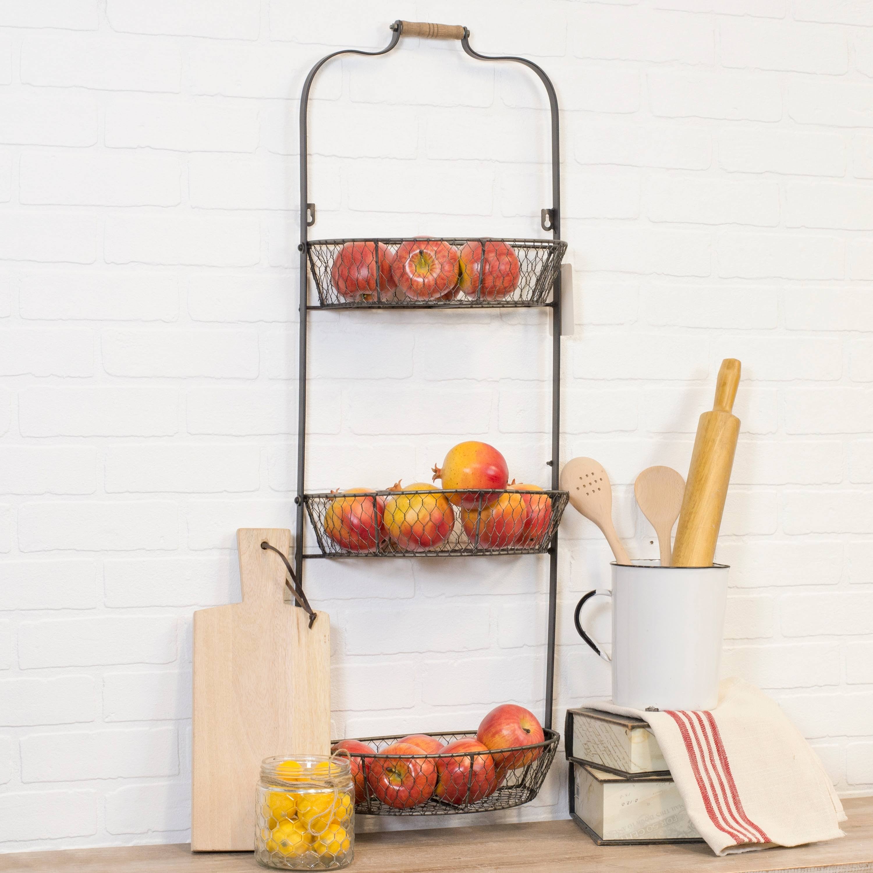 Black Metal Triple Wall Basket Y605