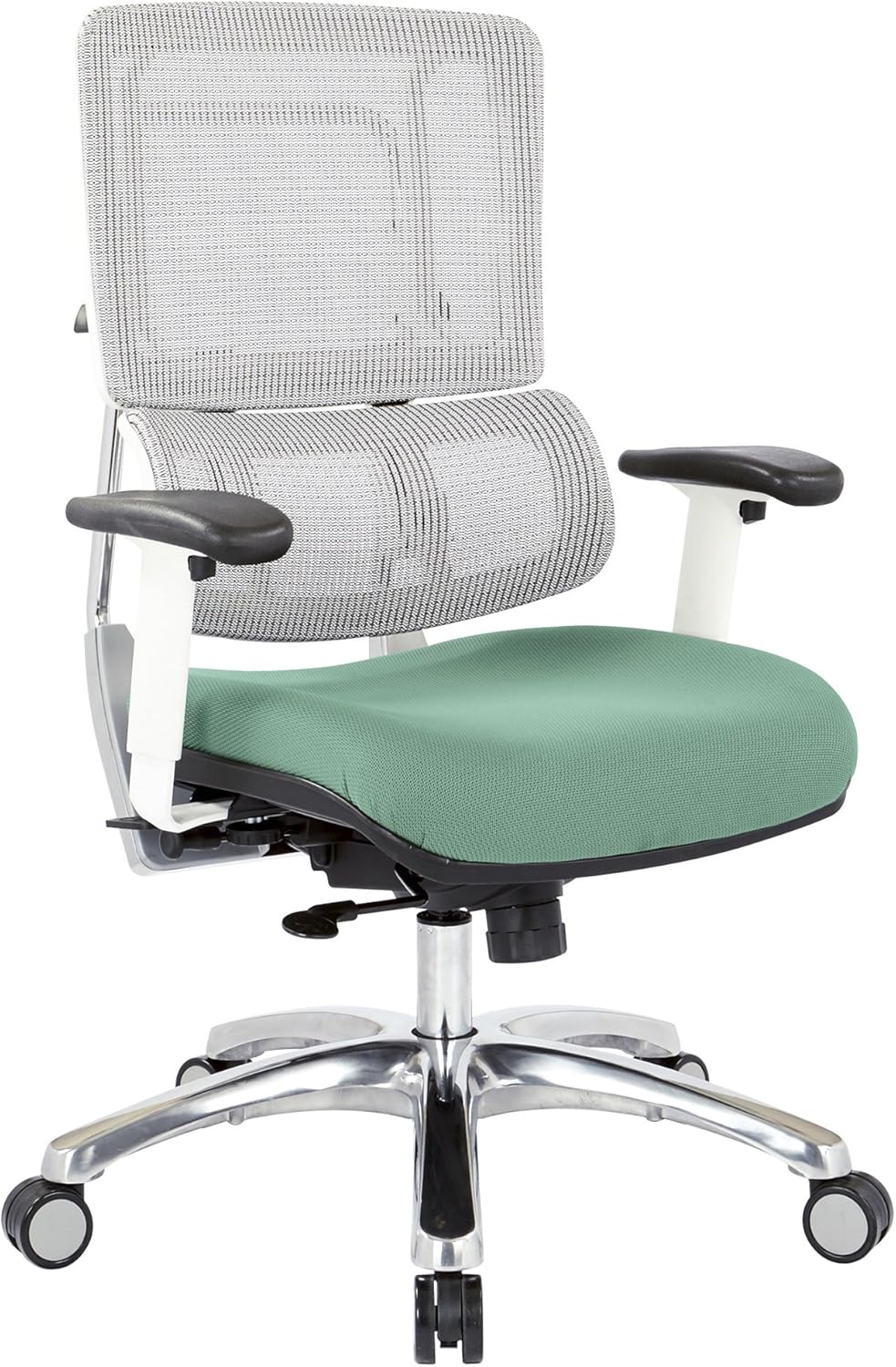 White Vertical Mesh Back and Padded Steel Mesh Seat Managers Chair with Adjustable Arms Q40594