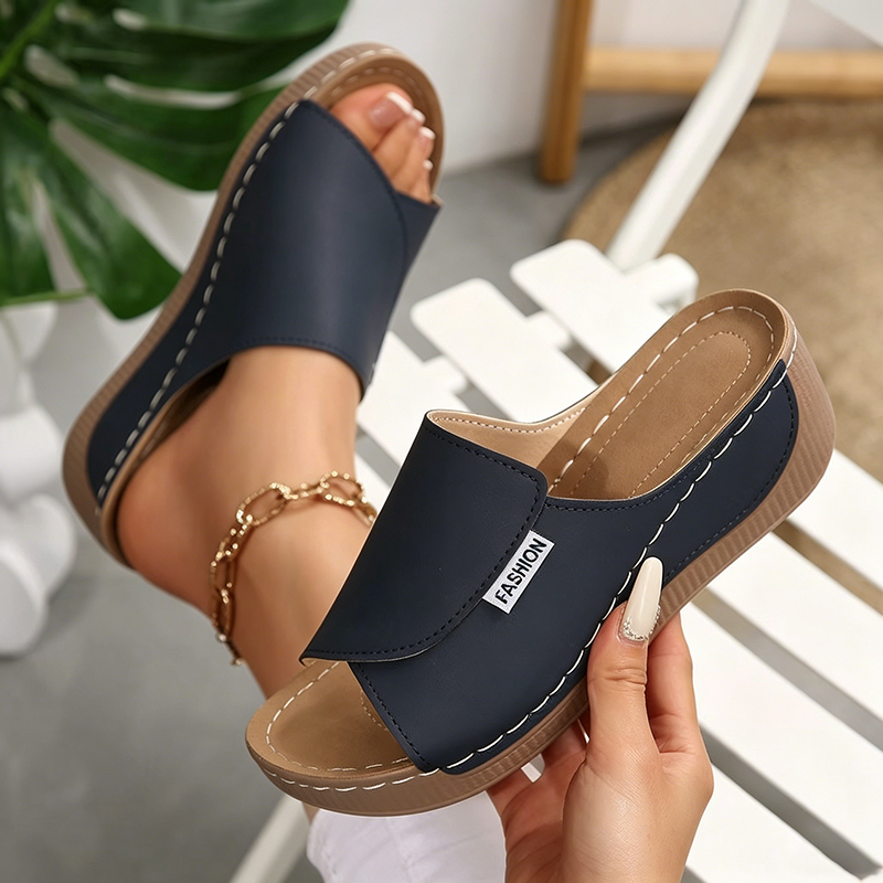 Women's Comfortable Platform Flat Sandals – Open-Toe Wedge Slides