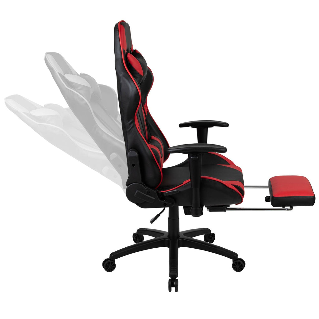 Red and Black Ergonomic Gaming Office Chair with Footrest T22853