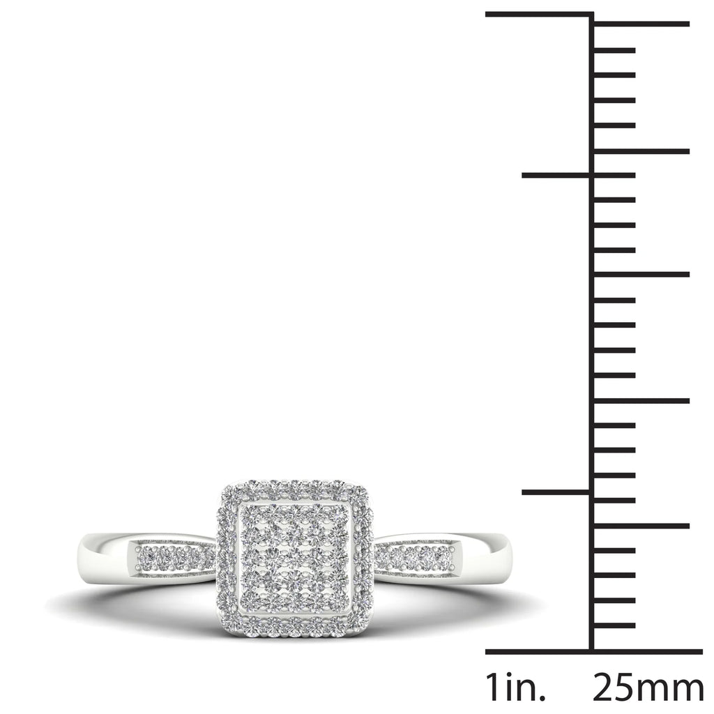 Sterling Silver Square Shape Engagement Ring W928031
