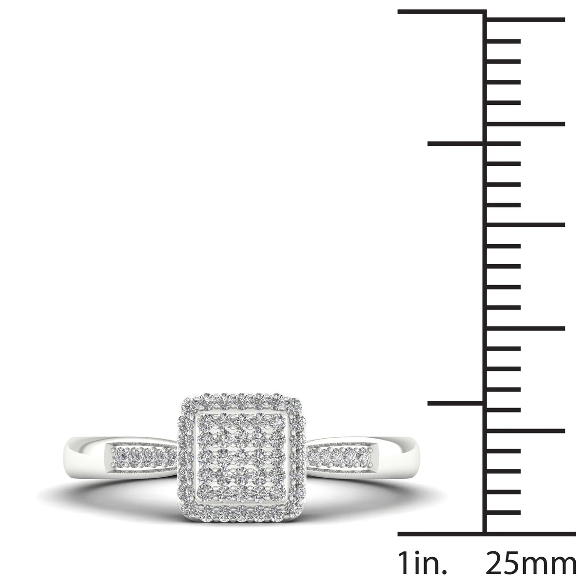 Sterling Silver Square Shape Engagement Ring W928031