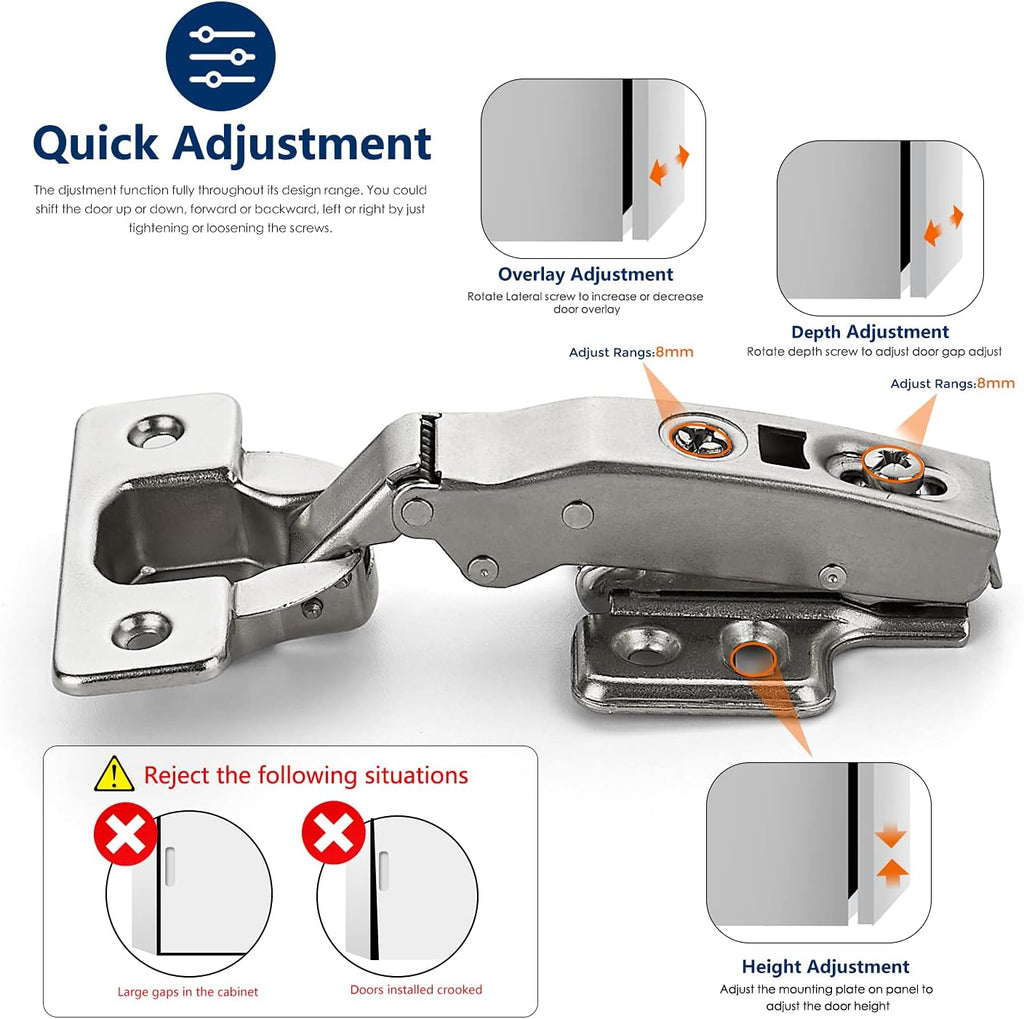 60 Pack 30 Pairs Soft Close Full Overlay Cabinet Door Hinges M29836