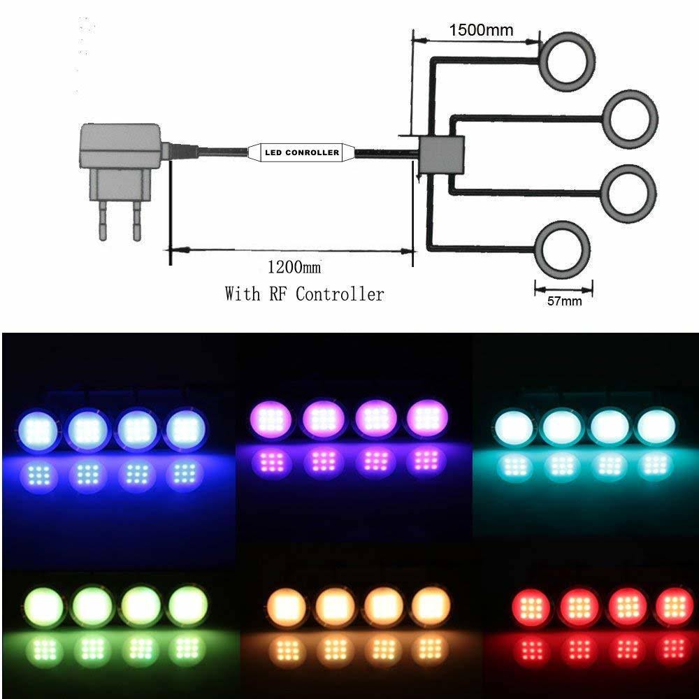 RGB LED Under Cabinet Lights Kit 8 Packs Aluminum Slim O280