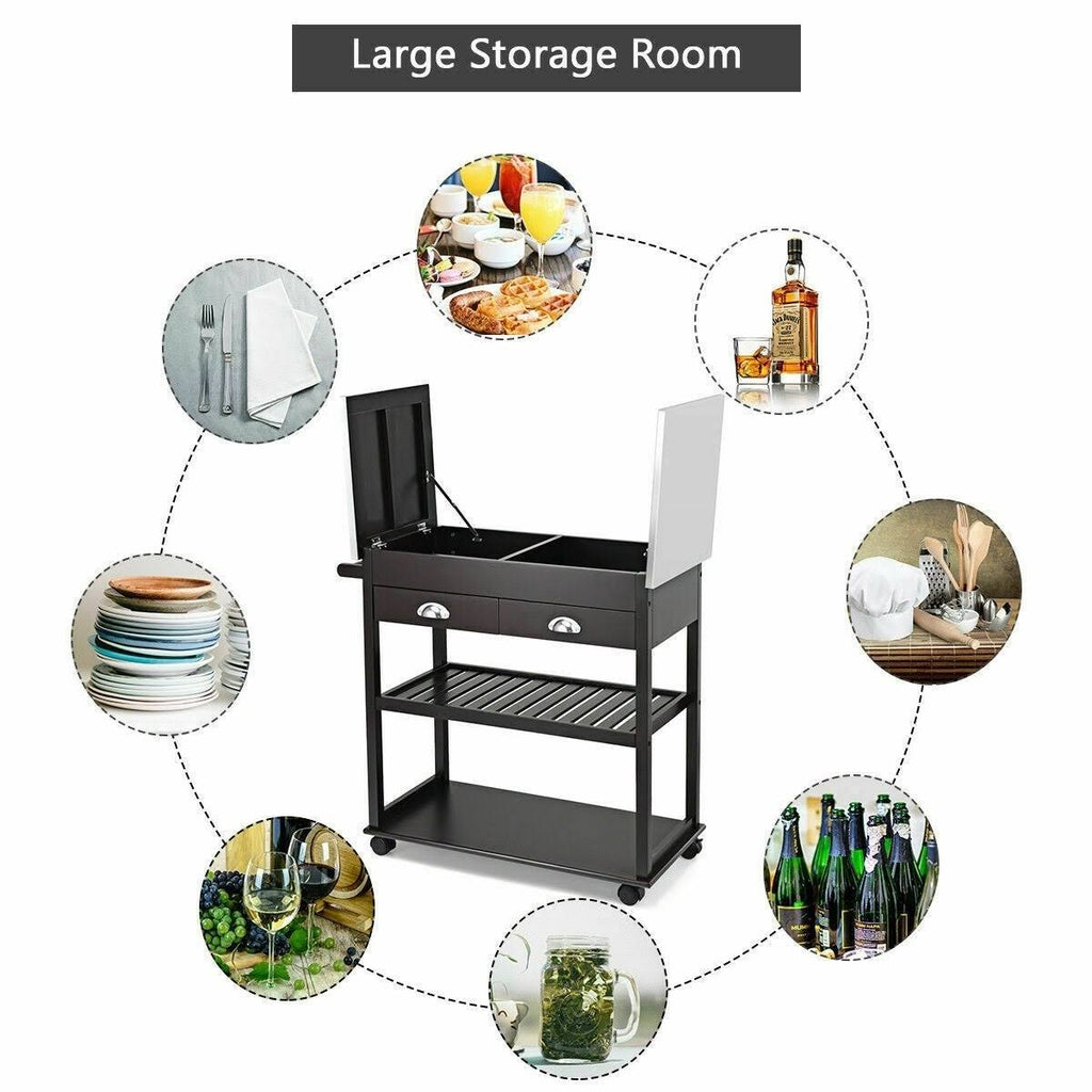 Stainless Steel Mobile Kitchen Trolley Cart with Drawers & Casters T981175