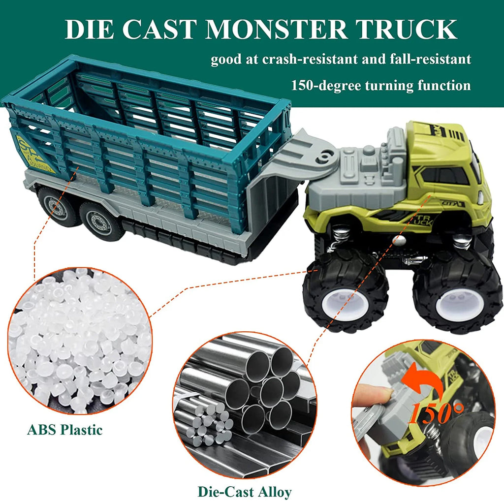 Friction Powered Toy Cars Animal Transporter with Lion Figurine A2950