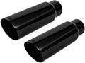 2.5 inch Inlet to 4 inch Outlet Exhaust Tip Stainless Steel Double Wall Black Chrome 12" 2 Pack L291