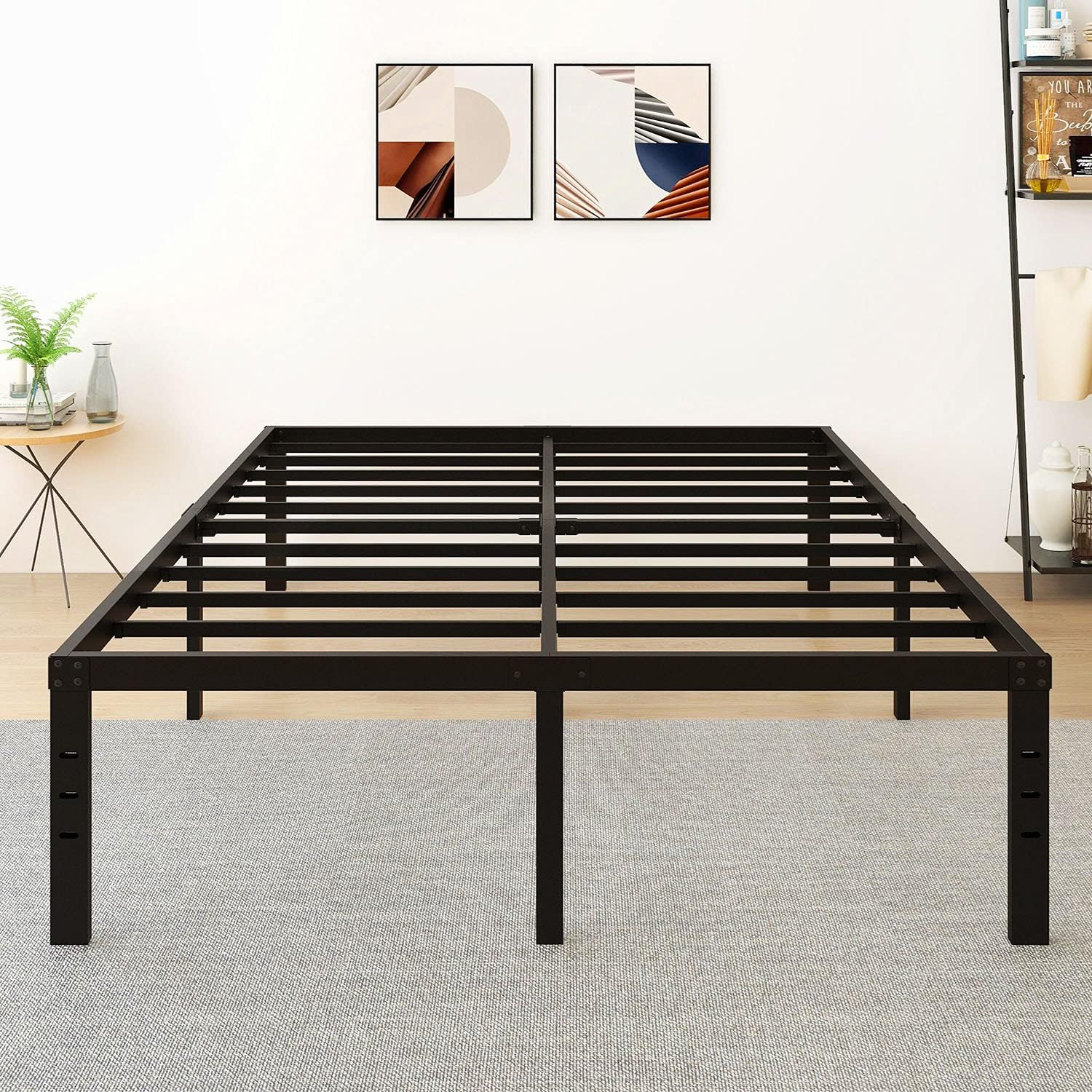 18 Inch Metal Platform Bed Frame with Steel Slats R9325