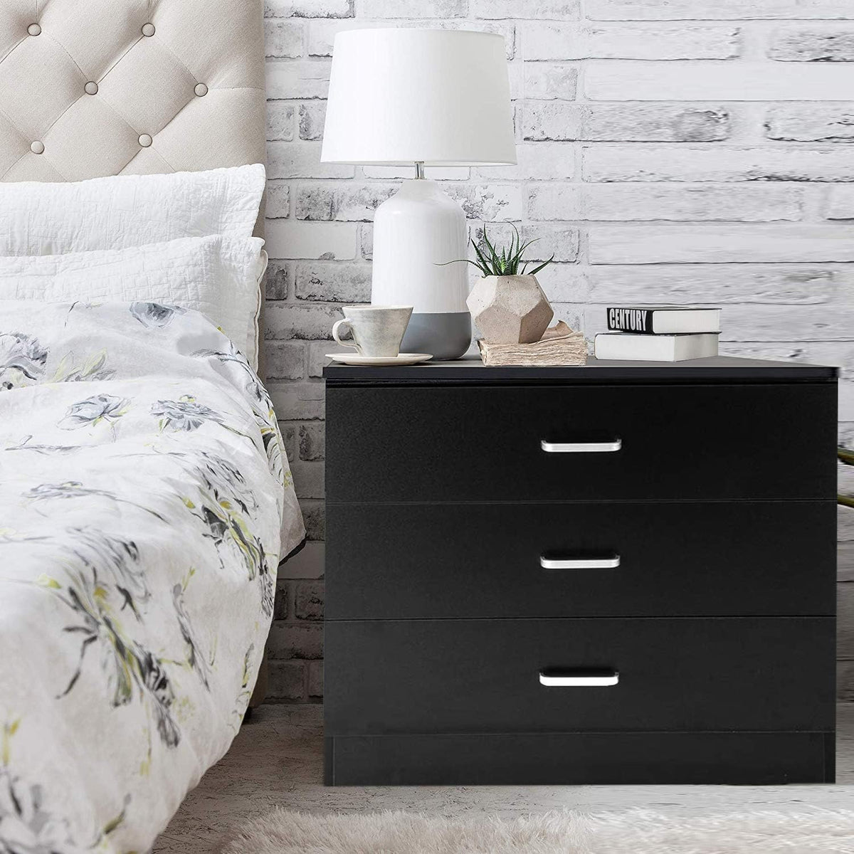 White 7 Drawer Wooden Chest Dresser with Wheels P687